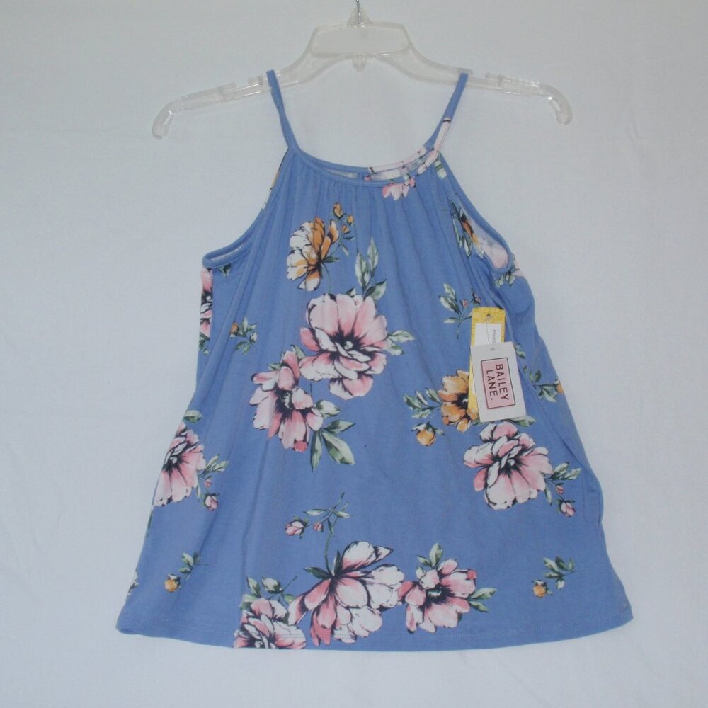 NWT Bailey Lane Stitchfix Girls Floral Swing Tank Top Blue Floral Sz L 12 14